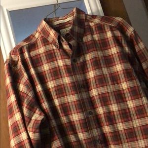 LL Bean Men’s Red Plaid Flannel Shirt Kurt Cobain